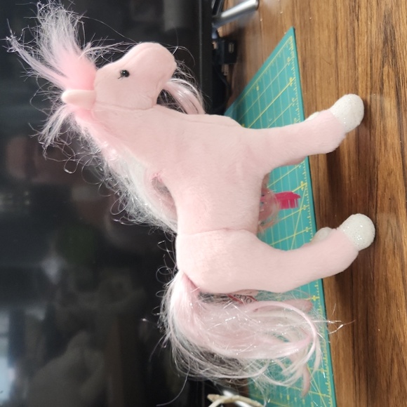 Douglas 2017 Pink Horse Plush Stuffed Cuddly Pink/white with Brush 11" Preowned - Picture 2 of 4